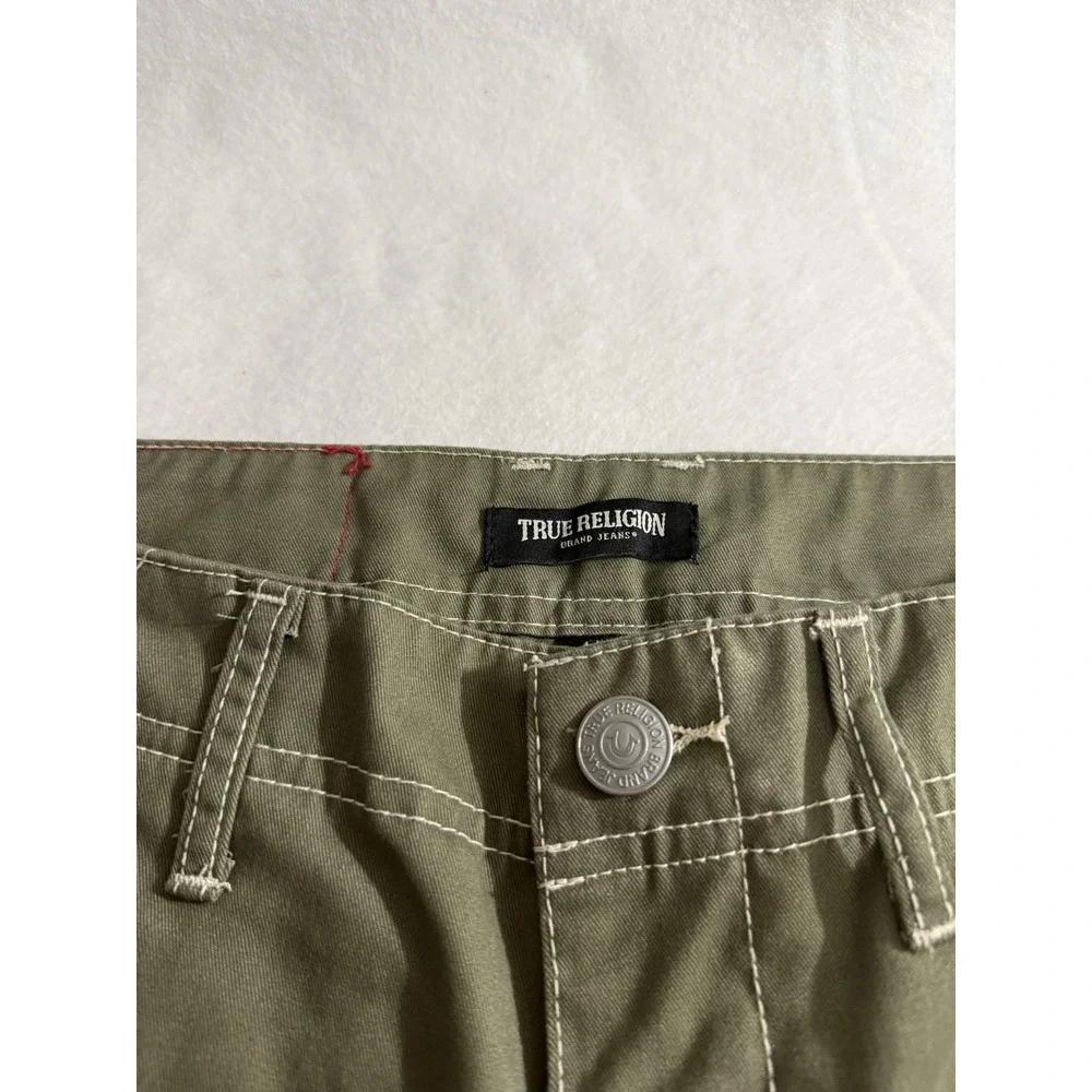 True Religion Size 29 Cargo Shorts‎ Olive Green Flap Pockets